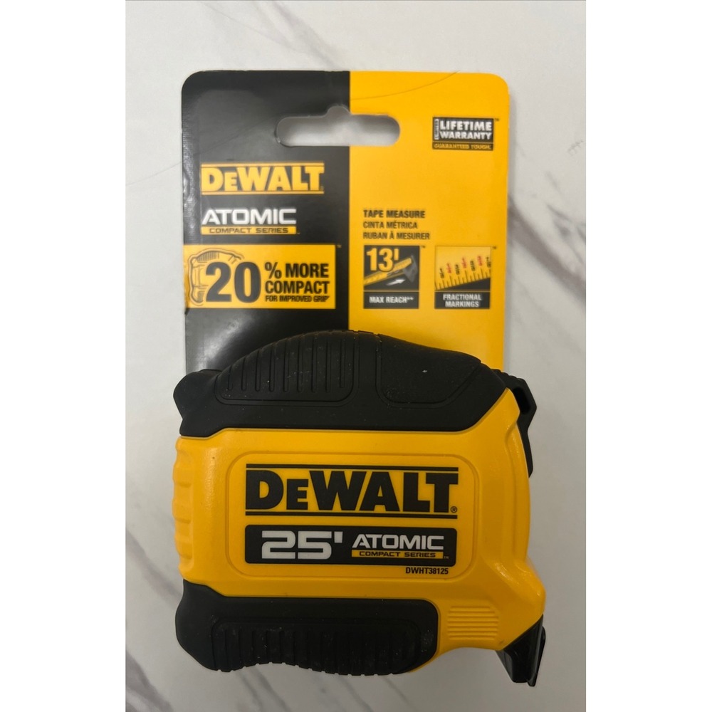 DEWALT ATOMIC 25 ft Tape Measure Compact Series DWHT38125 Yellow Black NEW